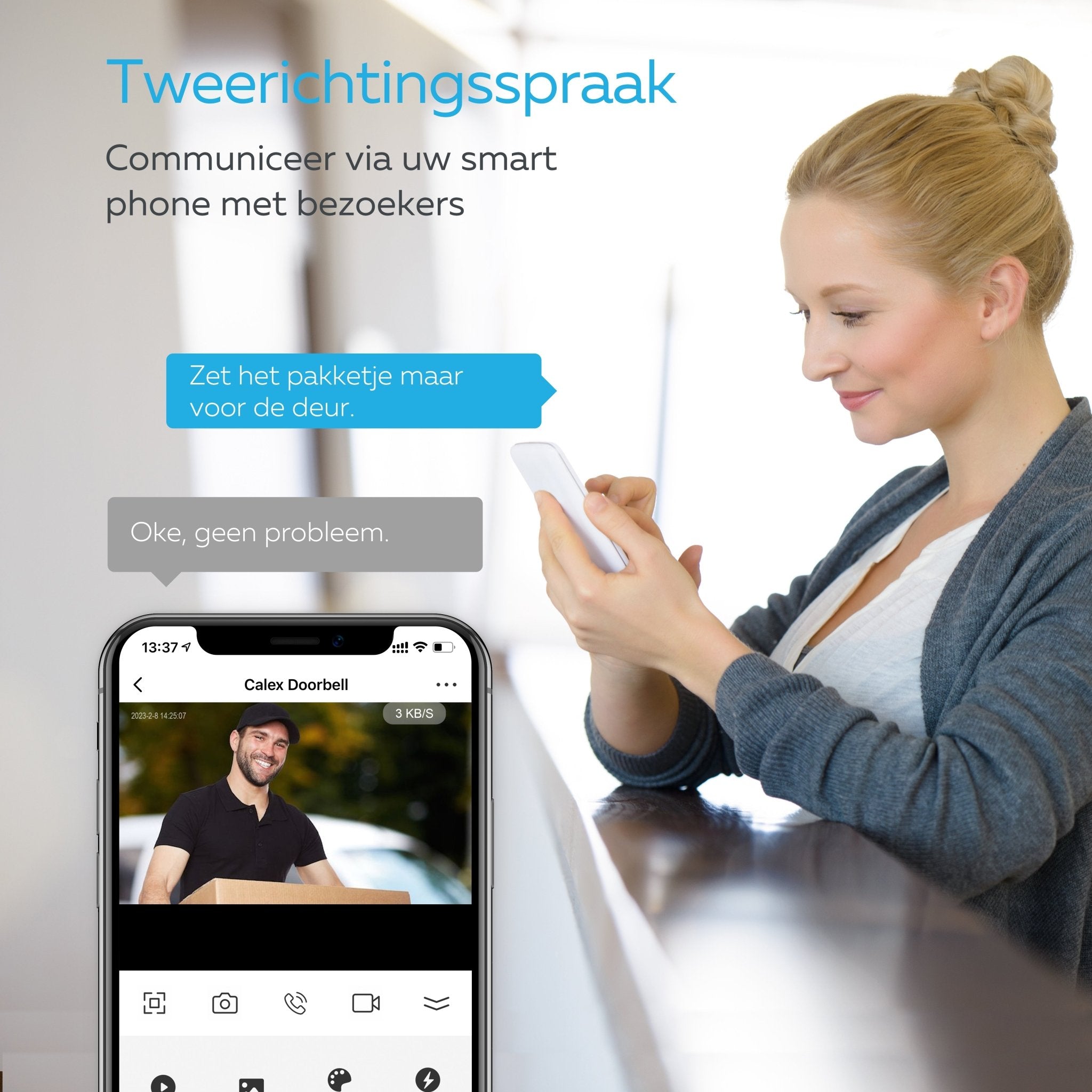 Calex Beveiligingscamera - 2K - Draadloos - Wit