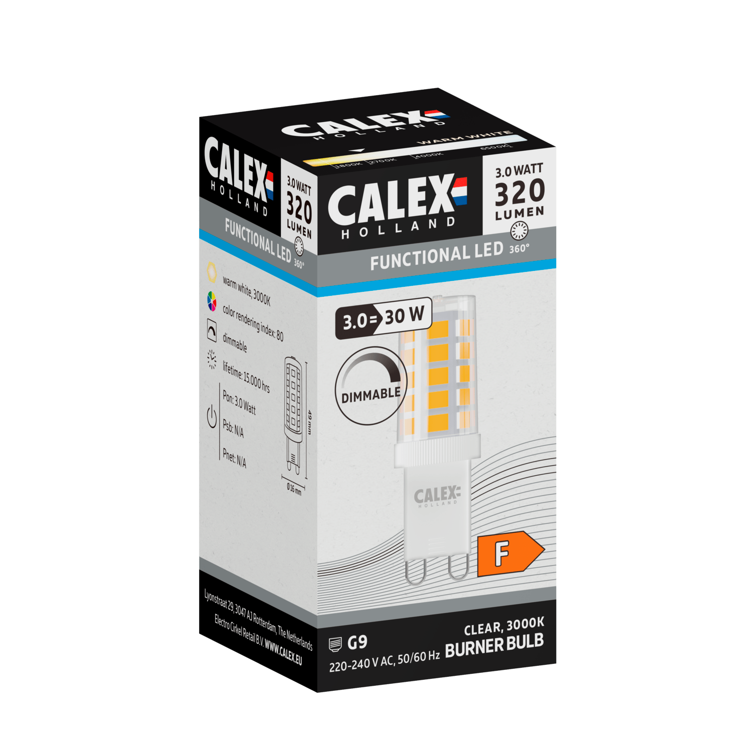 Calex SMD Burner LED Lamp - G9 - Clear - 3W - Dimmable