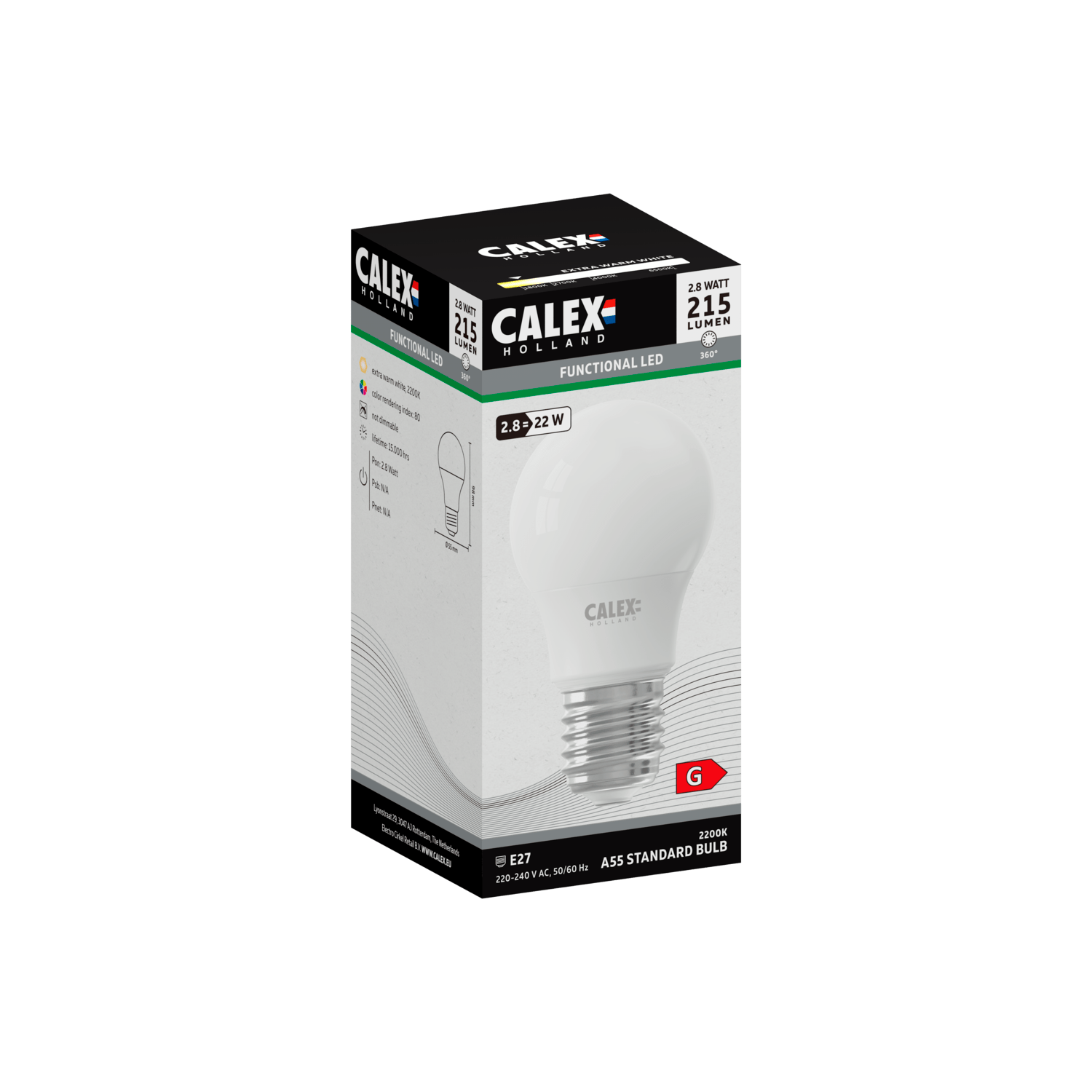 Calex SMD LED Lamp - E27 - A55 - White