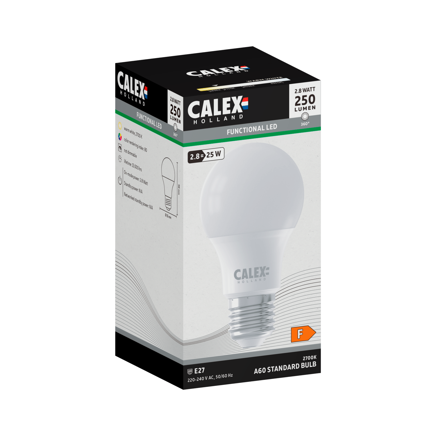 Calex SMD LED Lamp - E27 - A60 - Wit