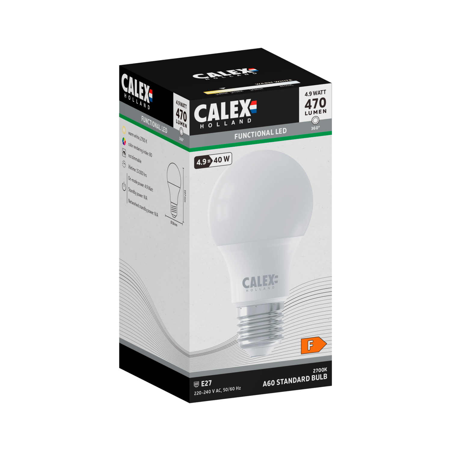 Calex Lampe LED SMD - E27 - A60 - Blanc
