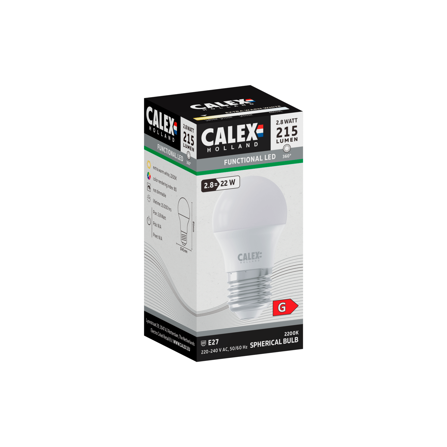Calex SMD LED Lamp - E27 - P45 - White