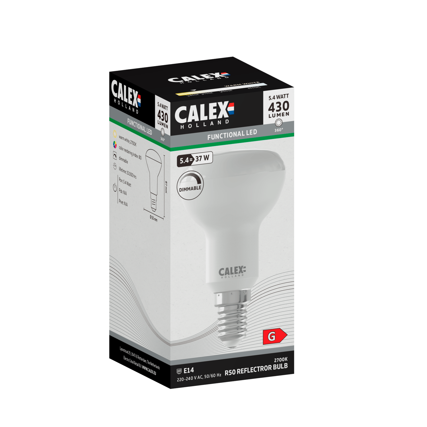 Calex SMD Reflector LED Lamp - E14 - R50 - White