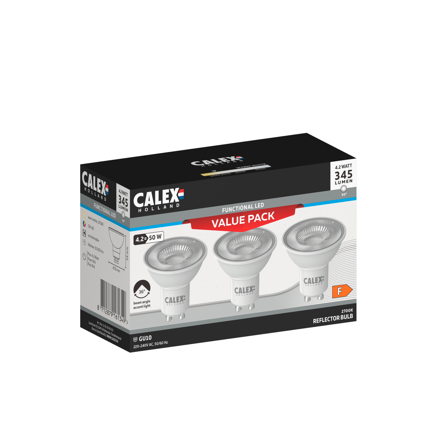 Calex SMD Reflector LED Lamp - 3-Pack - GU10 - Wit