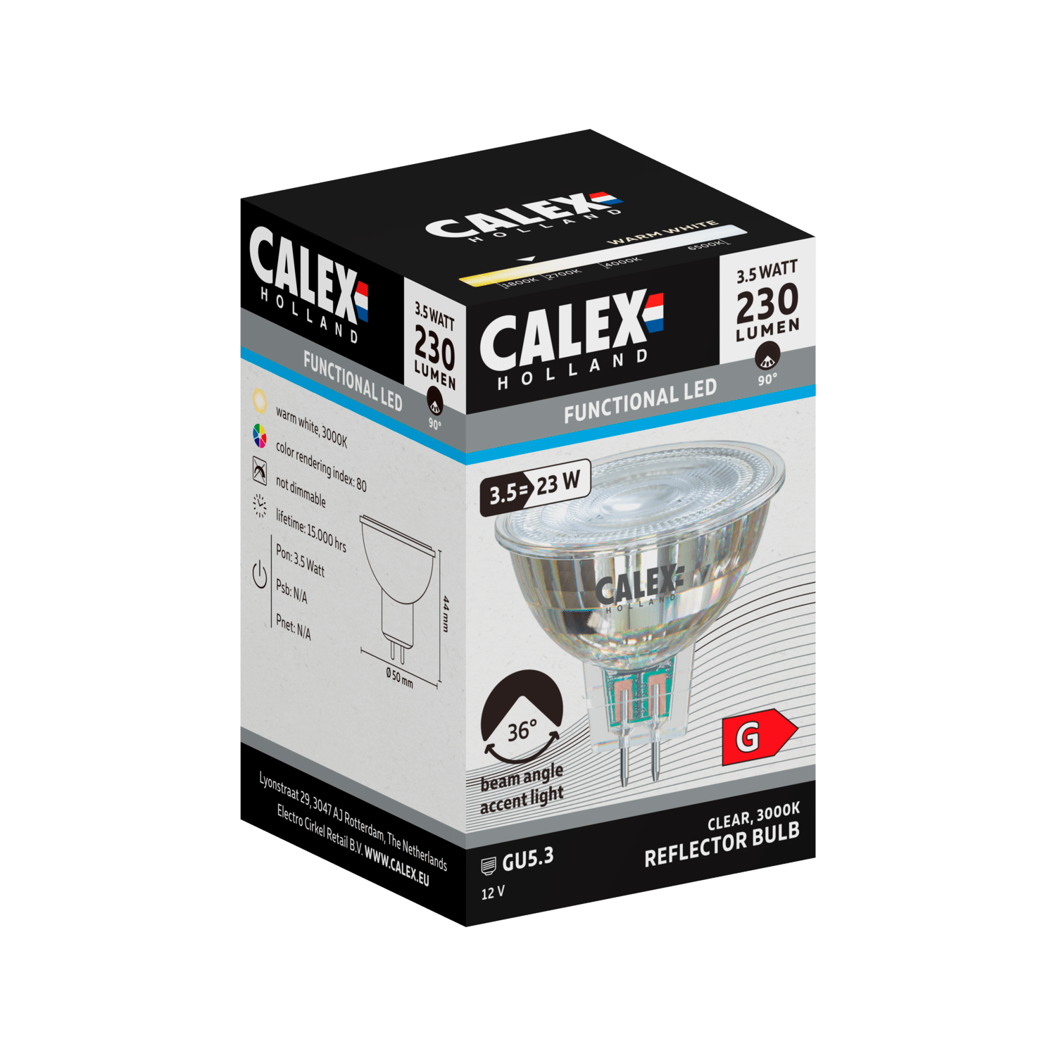 Calex SMD Reflector LED Lamp - GU5.3 - 12V - Chroom