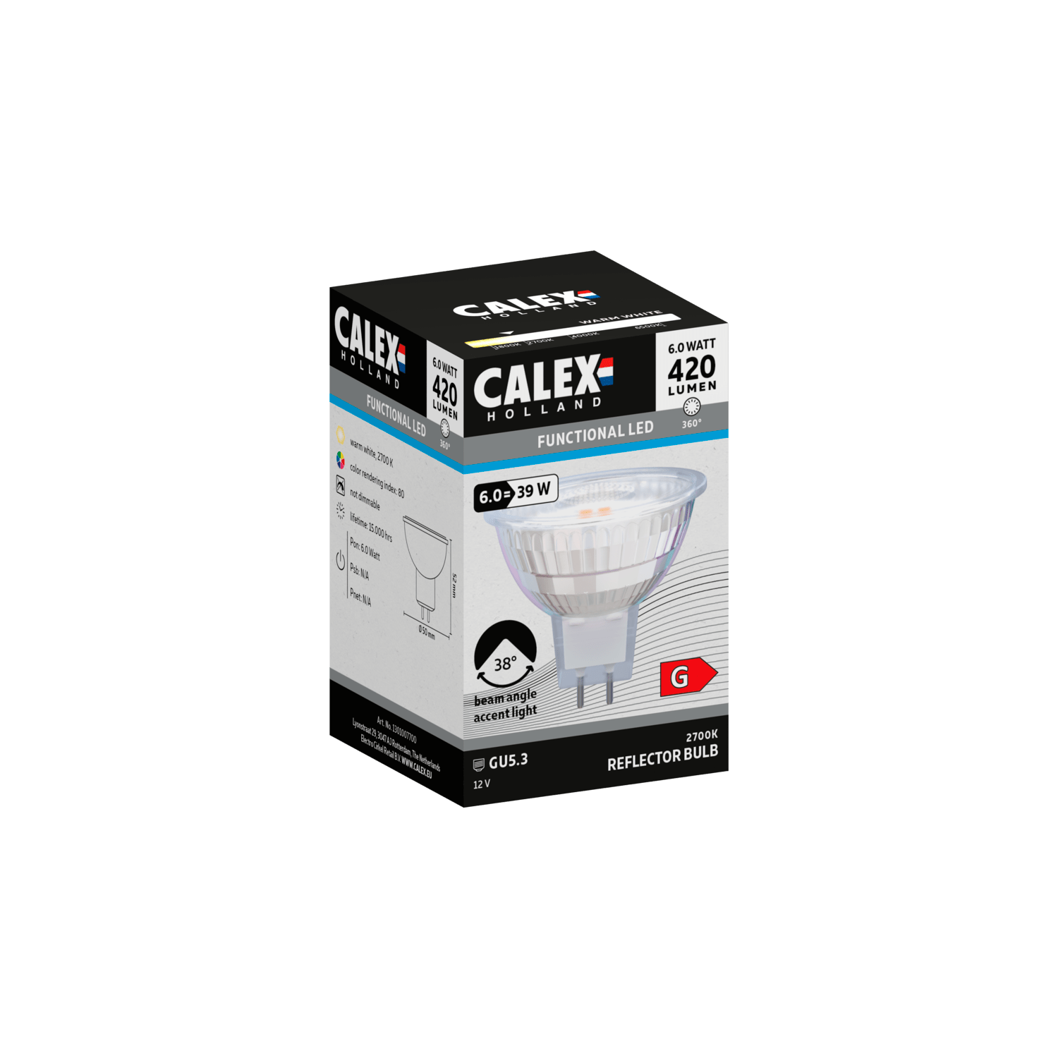 Calex SMD Reflector LED Lamp - GU5.3 - 12V - Chroom - 6W