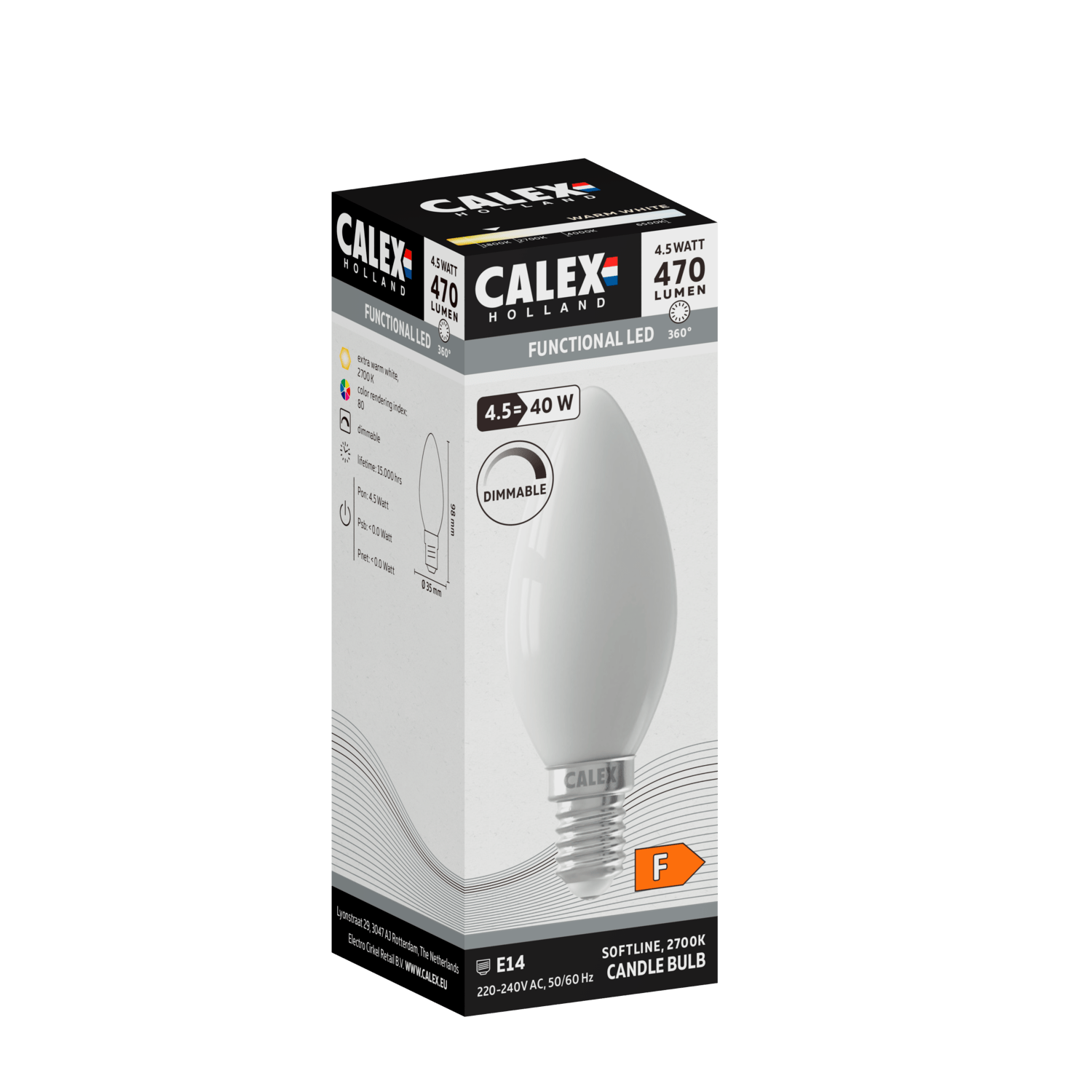 Calex Lampe LED Calex Softline - E14 - B35 - Blanc