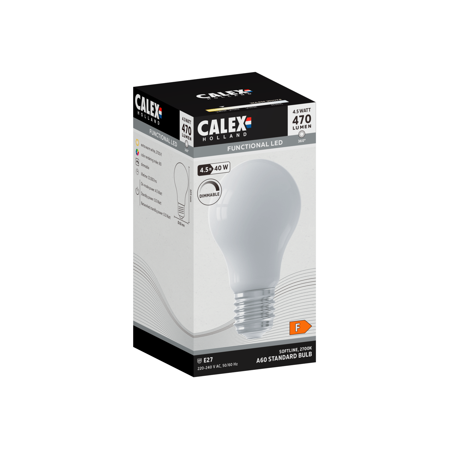 Calex Softline LED Lamp - E27 - A60 - Wit