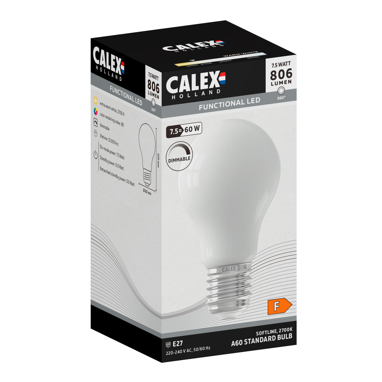 Calex Softline LED Lamp - E27 - A60 - White