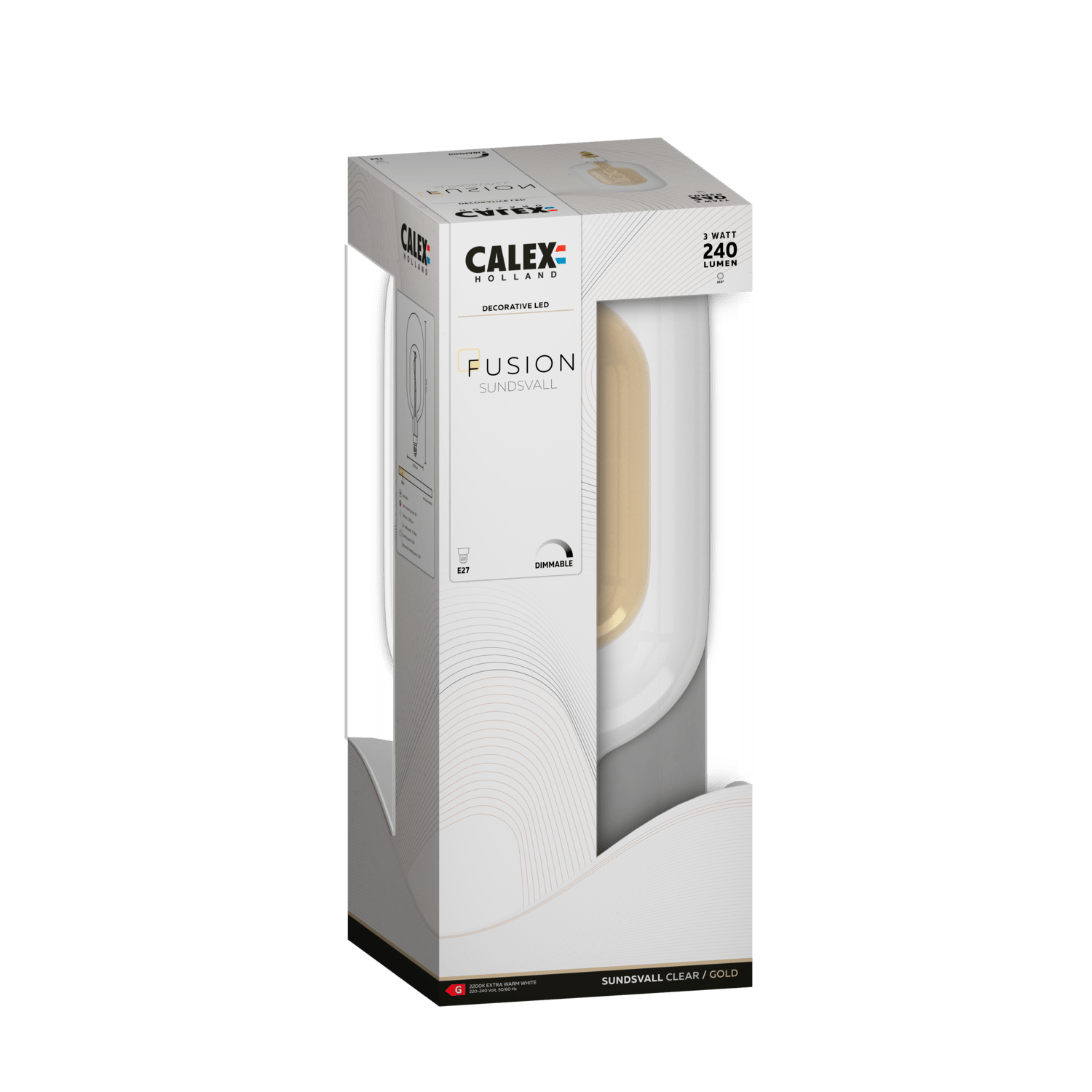 Calex Sundsvall - E27 - Filament - Warm Wit - Helder/Goud