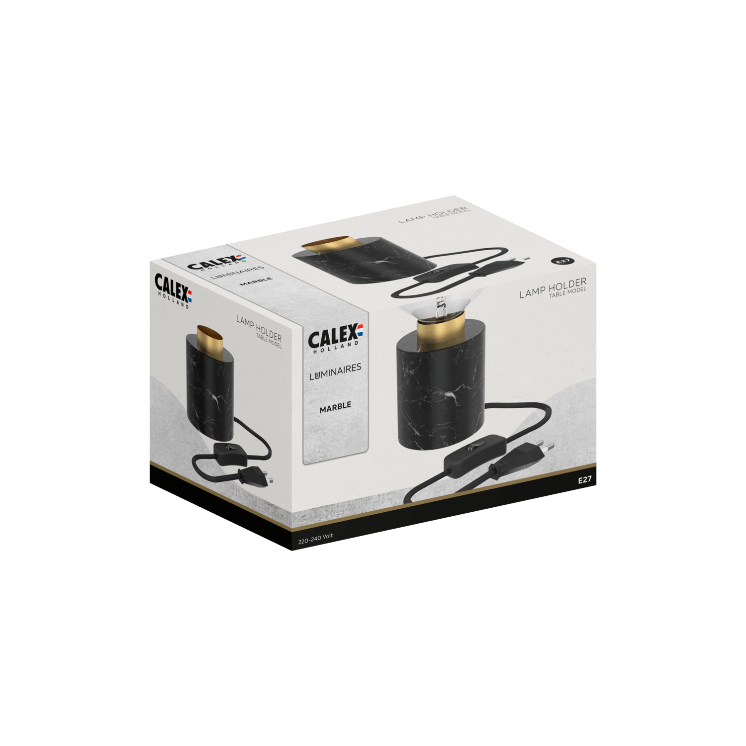 Calex TafelLamp Rond - E27 - Marmer - Zwart