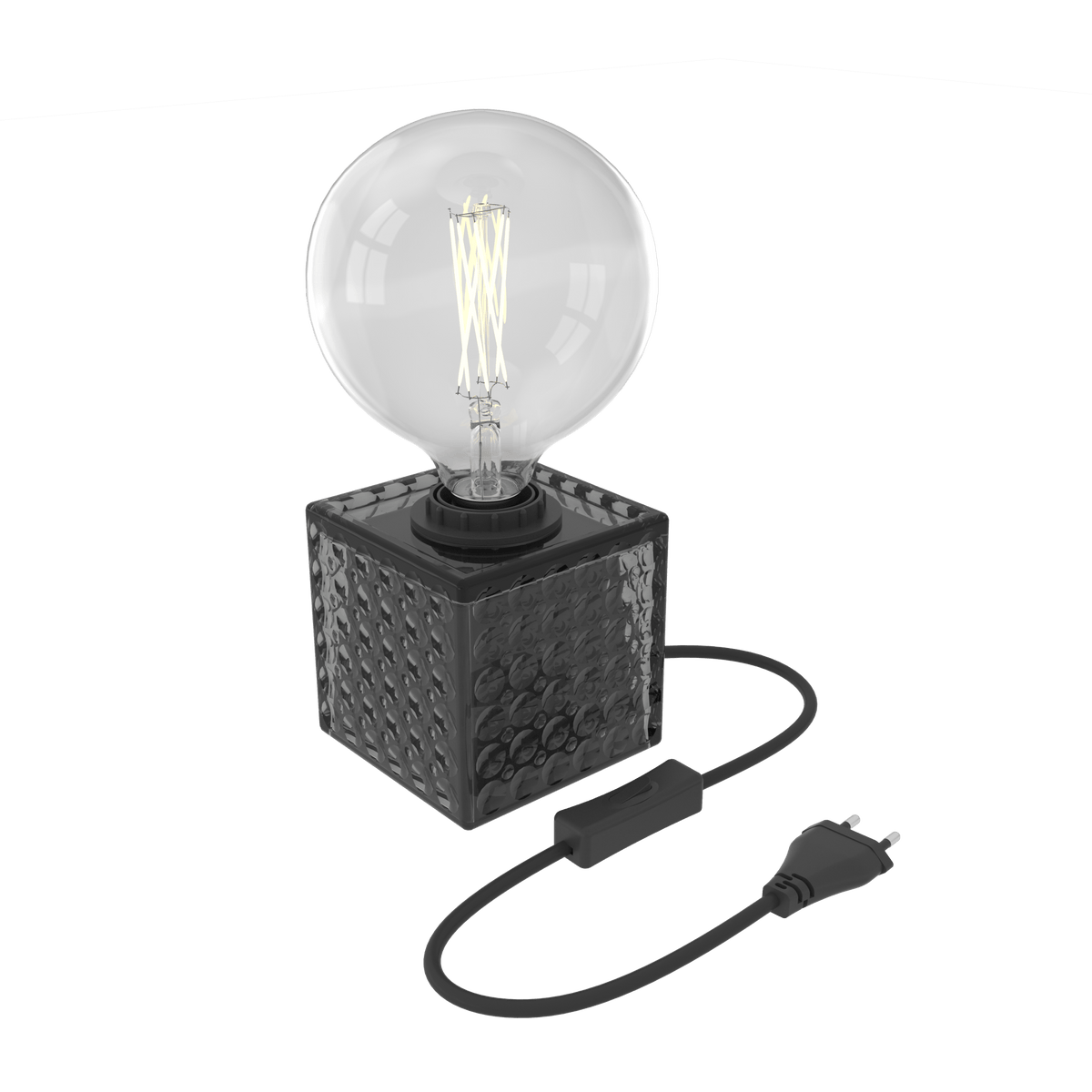 Calex TafelLamp Vierkant - E27 - Glas - Zwart