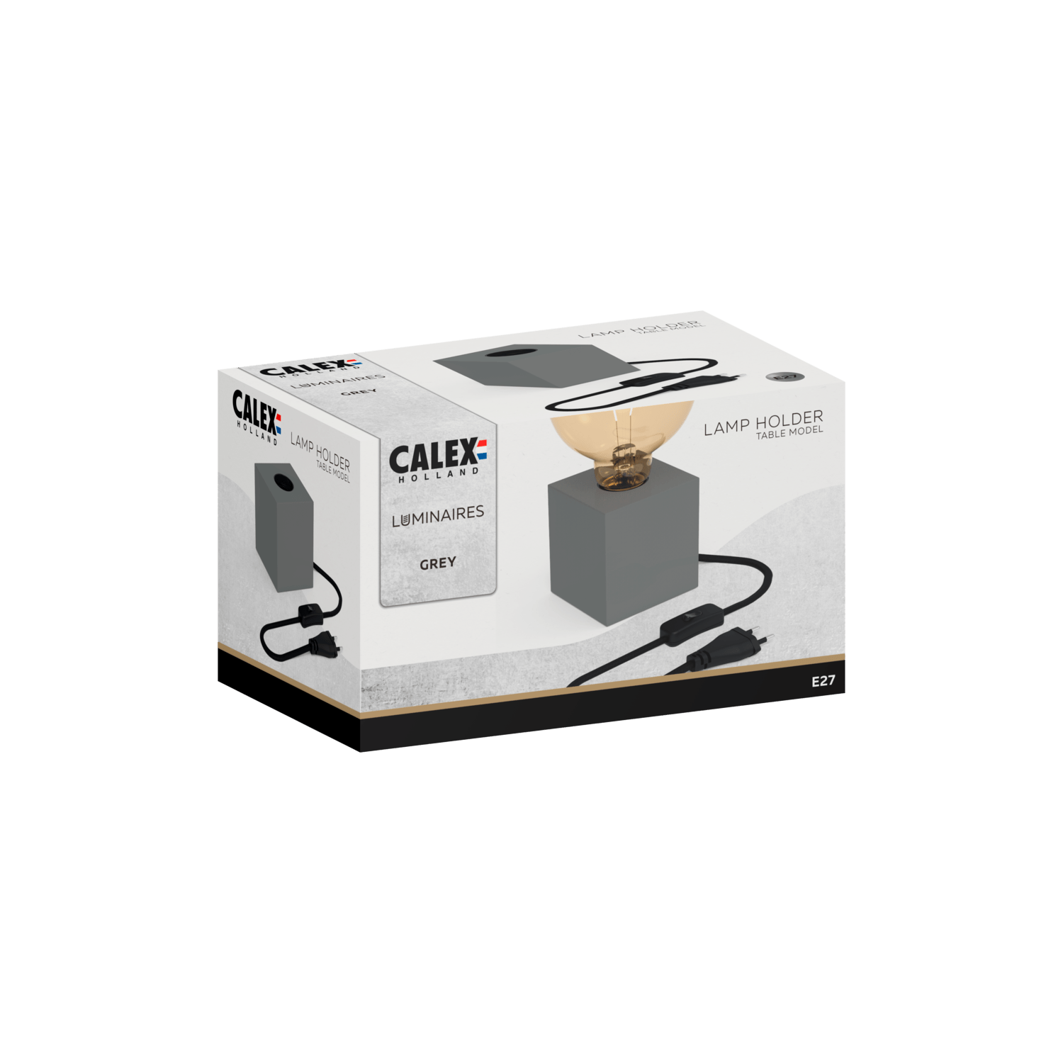 Calex TafelLamp Vierkant  - E27 - Grijs -  Excl. Lichtbron