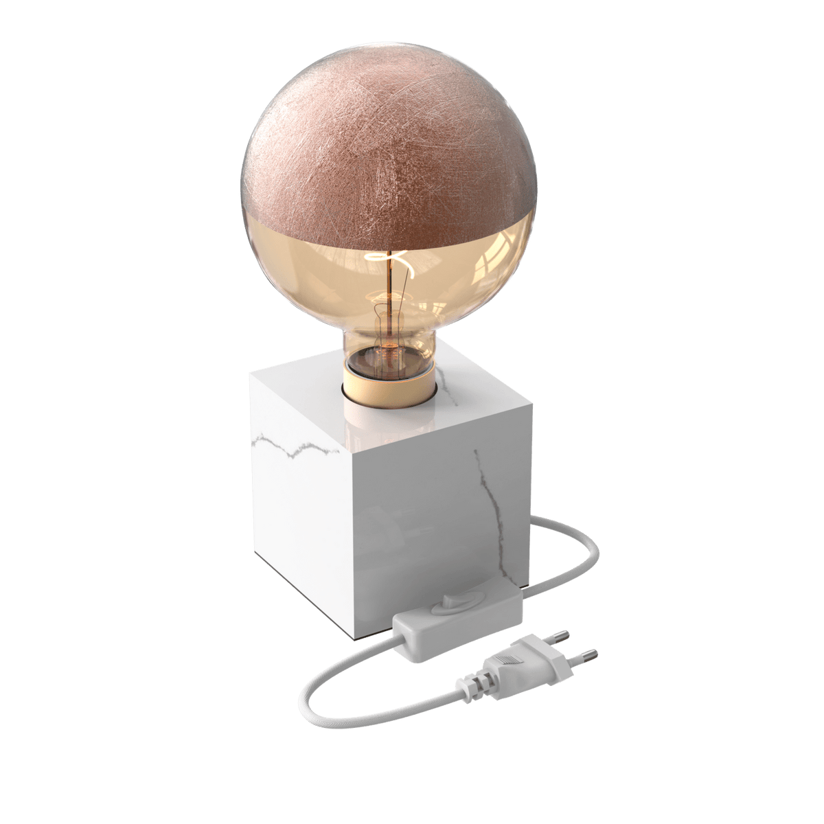 Calex Tafellamp Vierkant - E27 - Marmer - Wit