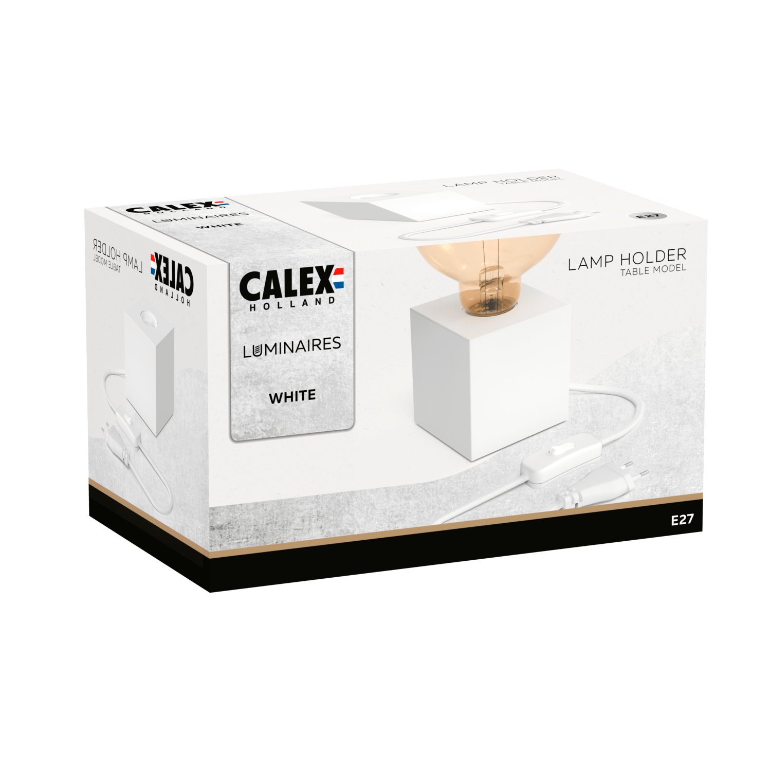 Calex TafelLamp Vierkant  - E27 - Wit -  Excl. Lichtbron