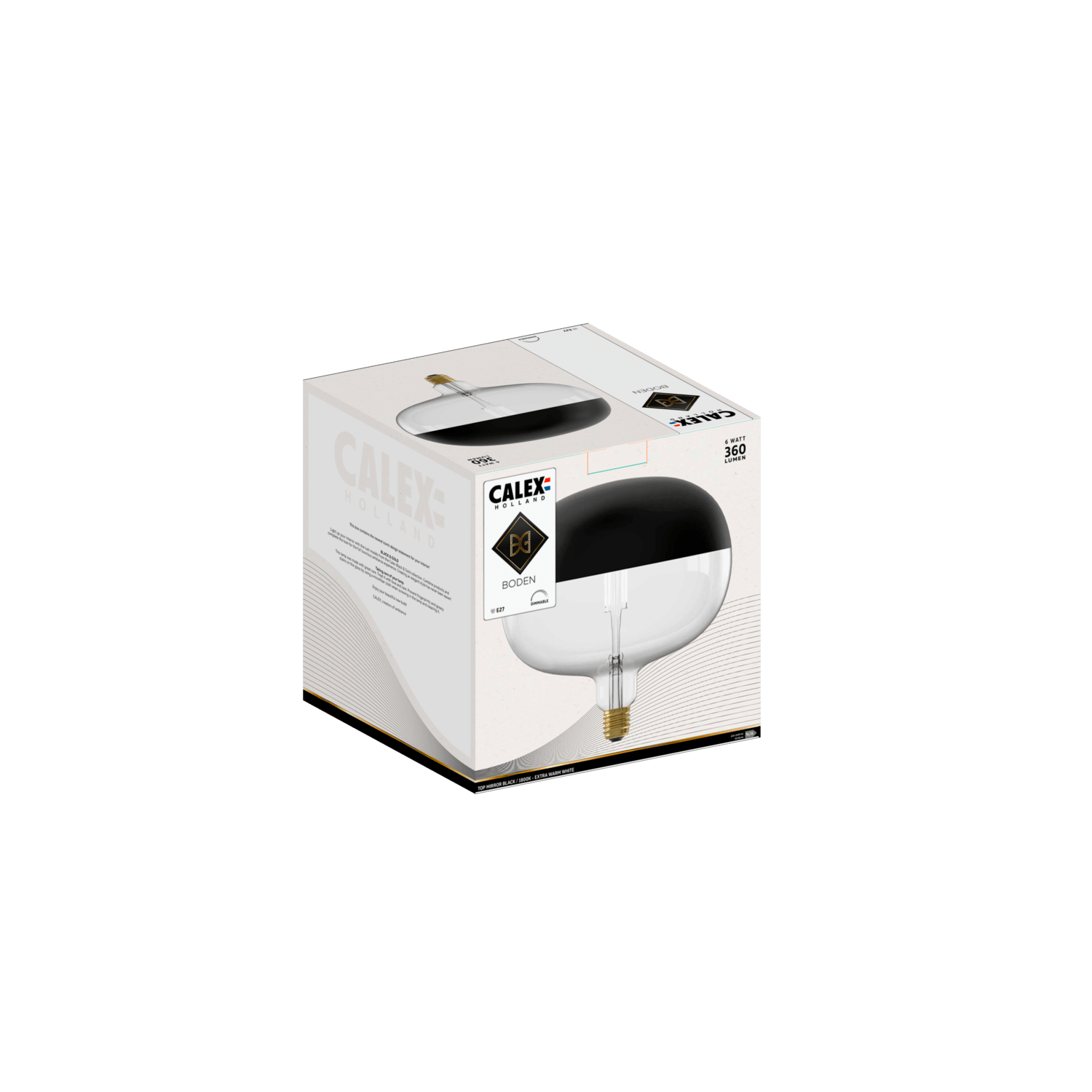 Calex Top mirror Bulb - E27 - Filament - Boden - Black