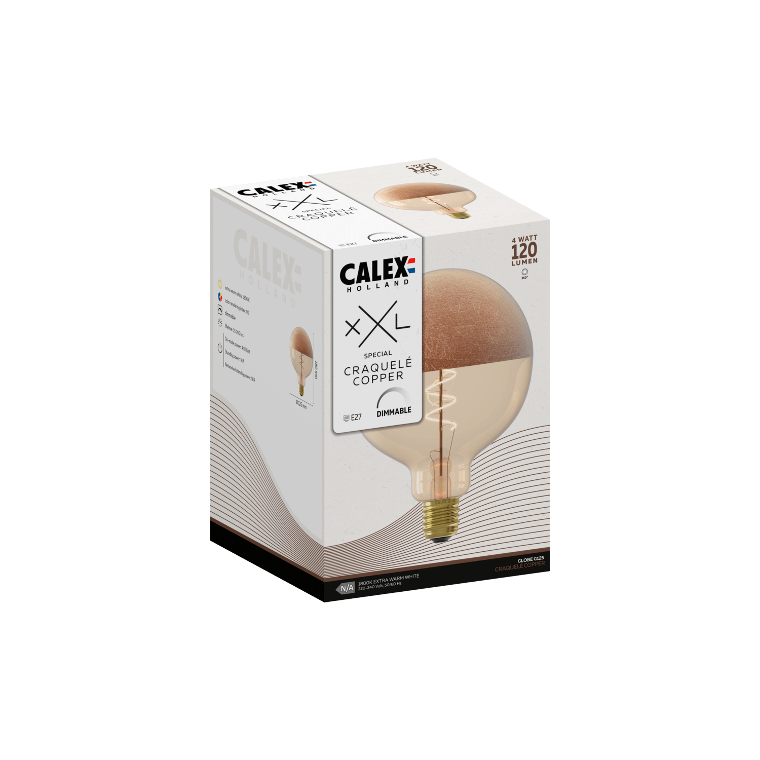 Calex Topspiegel Gloeilamp - E27 - G125 - Filament - G125 - Koper