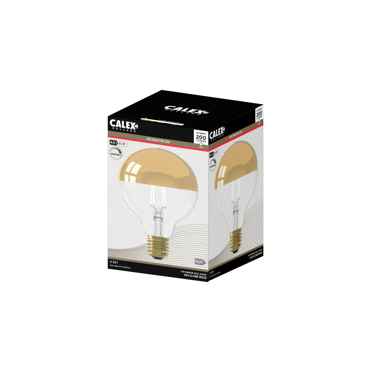 Calex Ampoule miroir - E27 - Filament - G95 - Or