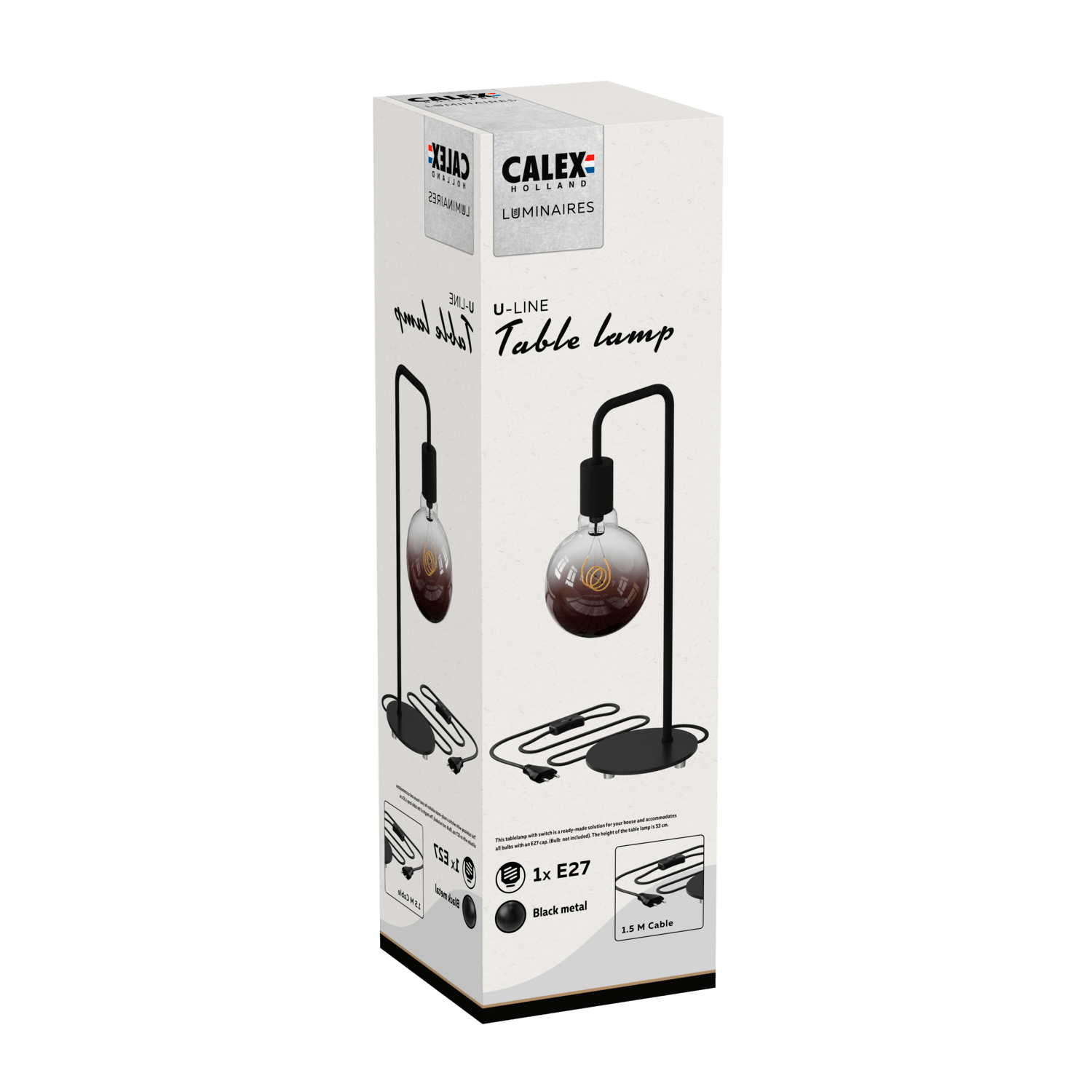 Calex U-Line Tafellamp - E27 - Zwart