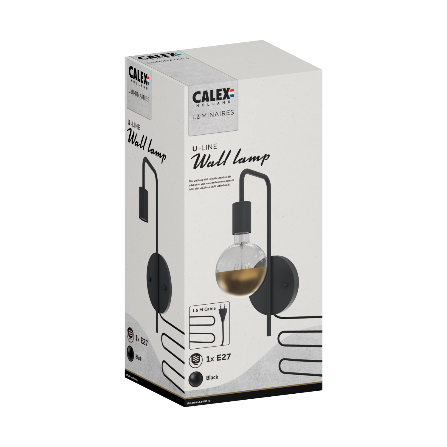 Calex Wandlamp - E27 - Zwart