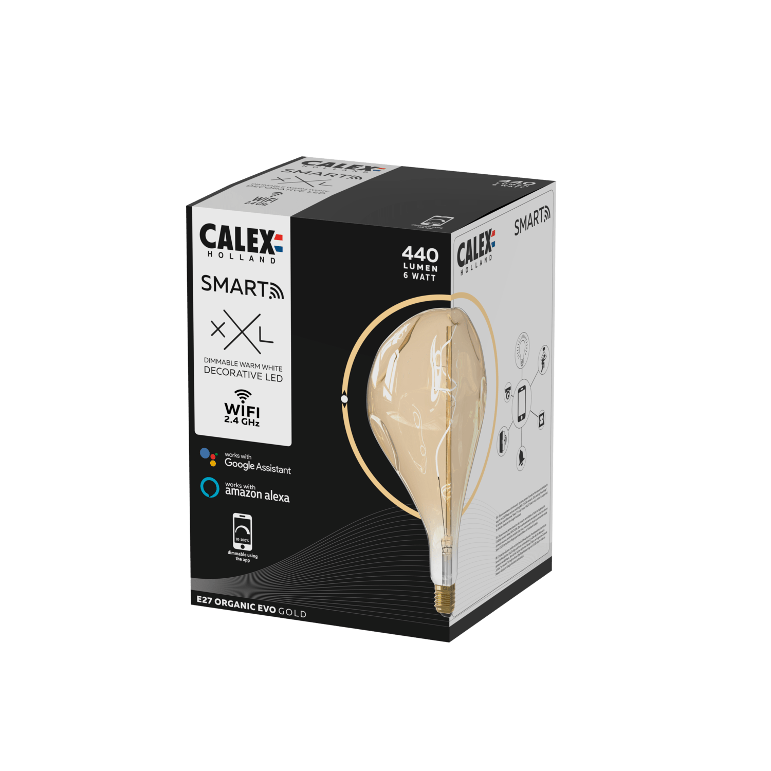 Calex Smart XXL Organic EVO LED Bulb Gold - E27 - 6W - Dimmable