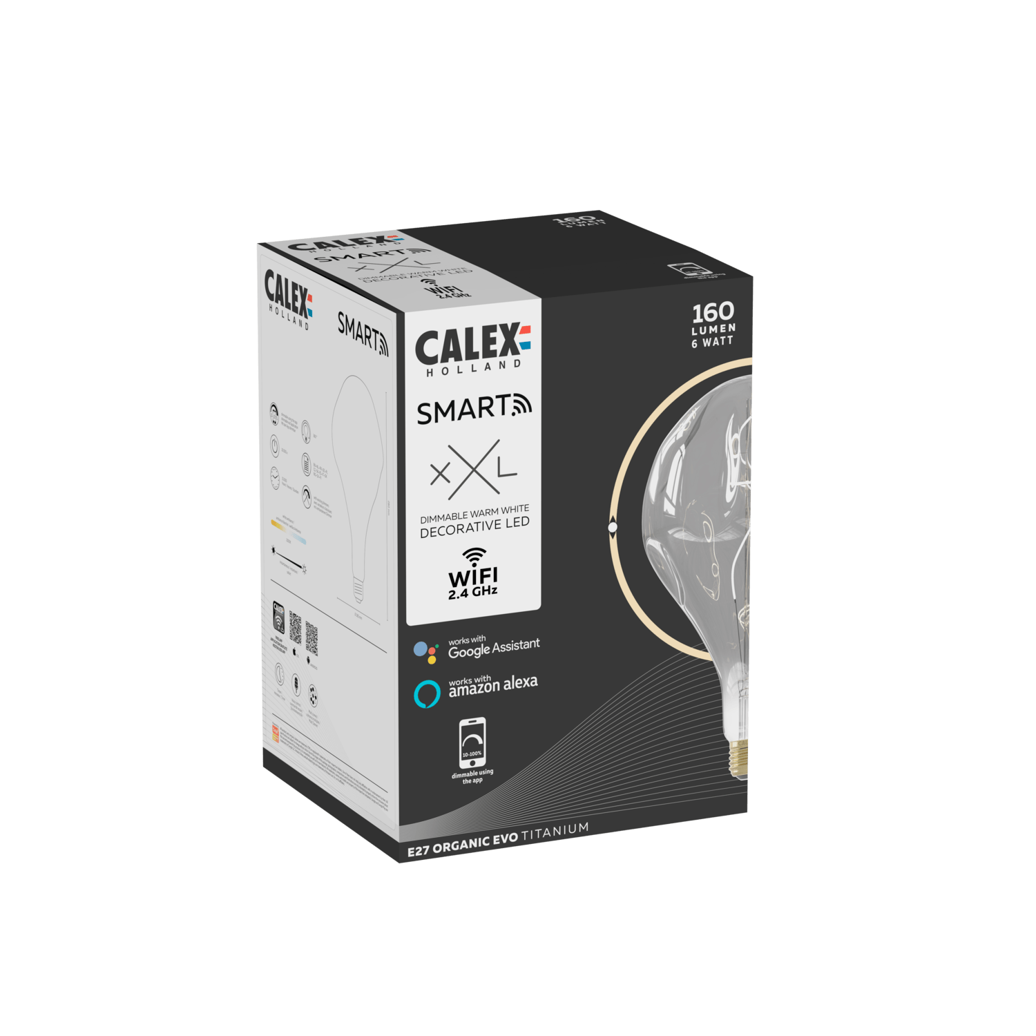 Calex Smart XXL Organic EVO LED Bulb Smokey - E27 - 6W - Dimmable