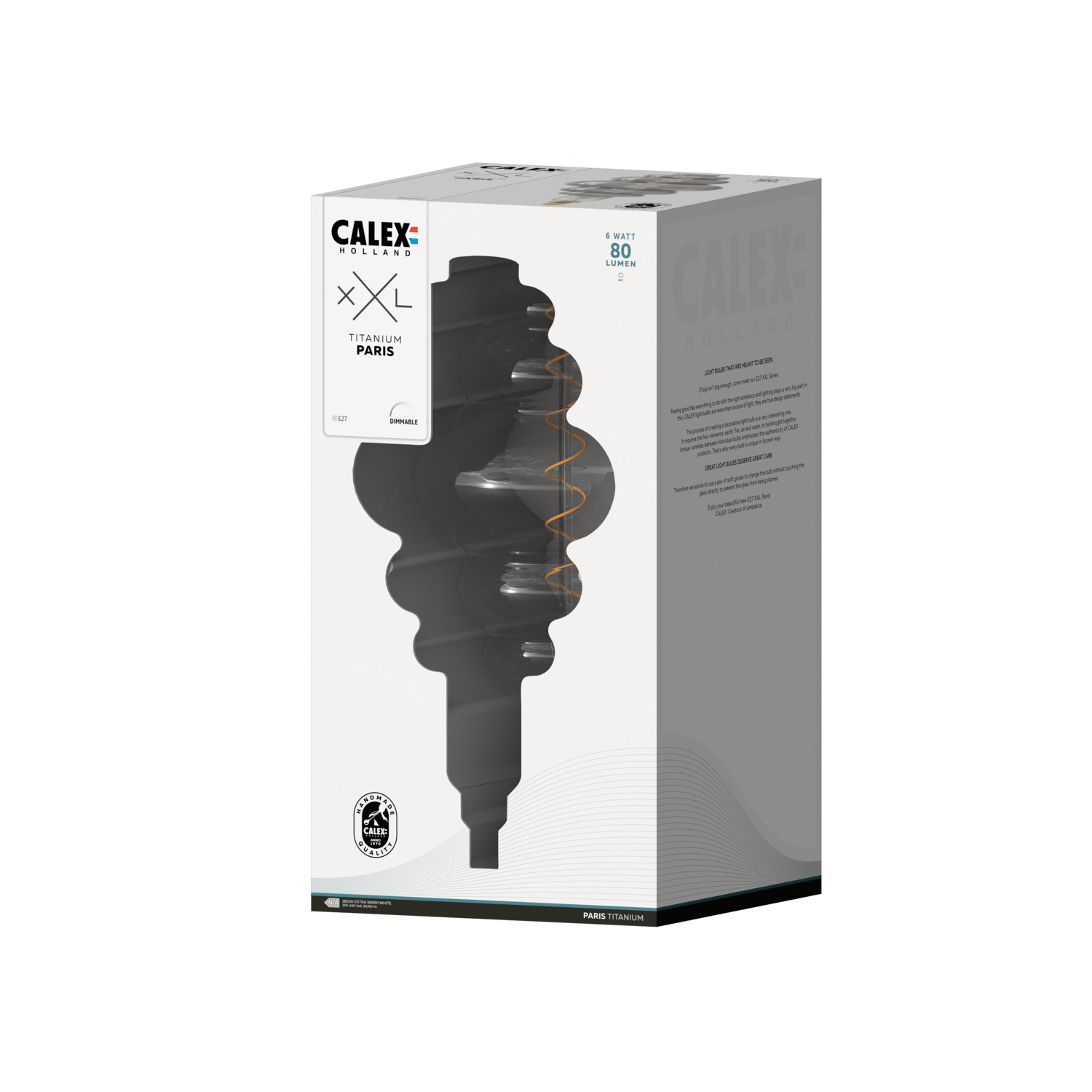 Calex XXL Paris LED Bulb Titanium - E27 - 6W - Dimmable